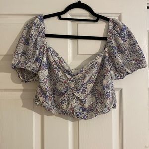 Pink lily floral crop top